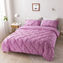 Axyaa 3D Pinch Pleated Duvet Cover Set 240x220 Solid King Queen Size Bedding Pillowcases