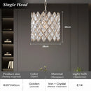 Axyaa Gold Crystal Chandelier - Elegant Round Pendant Light for Bedroom, Dining Room & Kitchen