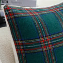 Axyaa Retro Green Plaid Cushion Cover - 45x45cm Christmas Theme