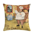 Axyaa Chef Portrait Oil Painting Cotton Linen Throw Pillow Cover 45X45CM