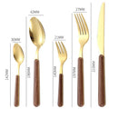 Axyaa Stainless Steel Wooden Handle Cutlery Set - Knife Fork Spoon Teaspoon