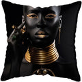 Axyaa Black Gold African Lady Woman Art Deco Pillowcase