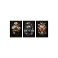 Axyaa 3-Piece Insect Pattern Art Set, Frameless Gothic Posters, Dark Floral Aesthetic Prints
