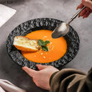 Axyaa Stoneware Plate Set for Molecular Cuisine in Stone Pattern - Restaurant Quality