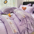 Korean Princess Style Lace Ruffles Wedding Bedding Set by Axyaa
