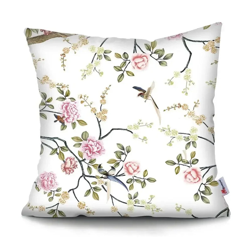 Axyaa Tropical Plant Parrot Decorative Pillow Cover - Flowers Sofa Cushion Case