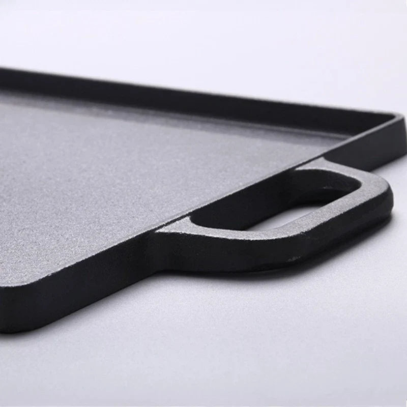 Axyaa Cast Iron Double-Sided Barbecue Tray with Striped Iron Plate