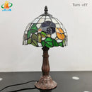 Axyaa 8-Inch Petunia Tiffany Style Table Lamp with Hand-welded Art Glass