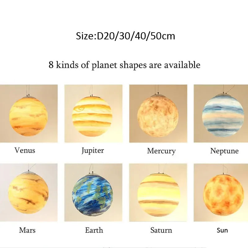 Axyaa Planet Moon Ball Pendant Light Chandelier for Children's Room Home Decor