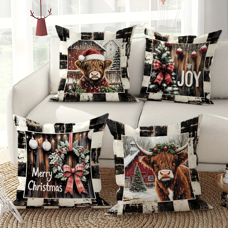 Axyaa Christmas Theme Pillowcase Gift Home Decor Sofa Cushion Cover
