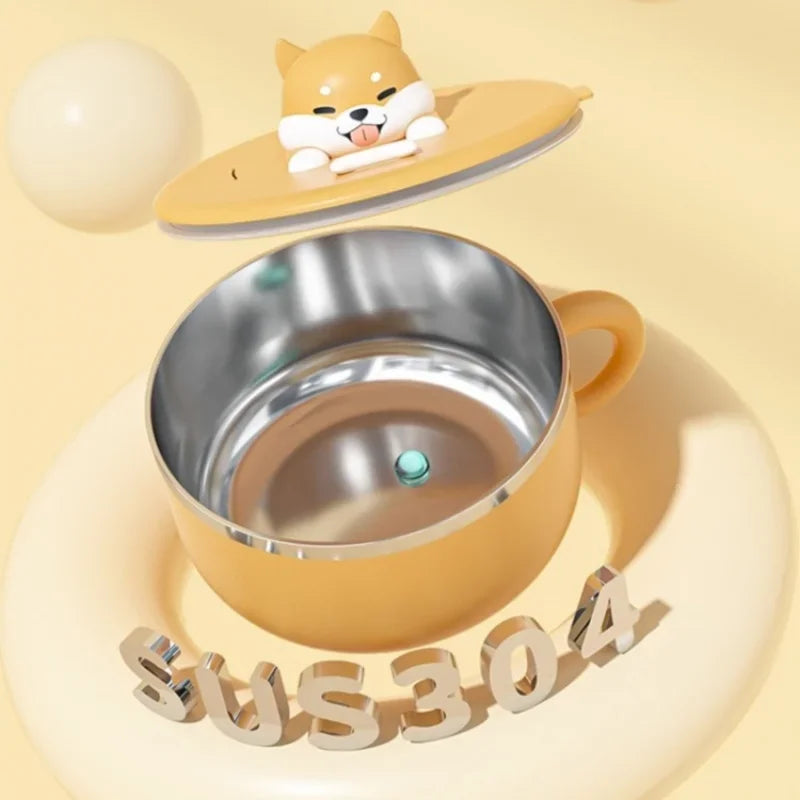 Axyaa Stainless Steel Ramen Bowl Soup Lunch Box with Lid for Home School Office