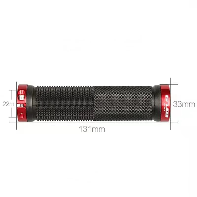 Axyaa Rubber MTB Grips with Alloy Cuffs - Anti-skid Bilateral Lock Handlebar Sleeve