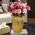 Axyaa Bright Gold Ceramic Electroplated Vase