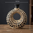 Axyaa Geometric Rattan Vase Straw Plaited Floral Arrangement Home Decor Accessories