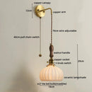 Axyaa Copper Ceramic LED Wall Lamps: Nordic Modern Walnut Handle for Living Room, Bedroom, Bathroom