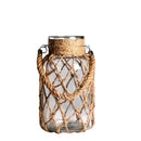Axyaa Handwoven Hemp Rope Glass Vase - American Decorative Hydroponic Ornament