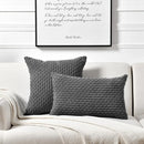 Axyaa Grey Boho Striped Corduroy Throw Pillow Covers for Farmhouse Couch