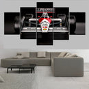 Axyaa White F1 Car Canvas Wall Art 5-Piece Set for Home Decor