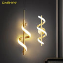 Axyaa LED Pendant Light: Modern Bedroom Hanging Lamp Fixture - Gold Black