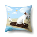 Axyaa Geometric Cat Dog Print Polyester Pillow Cover 45x45cm