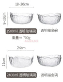 Axyaa 1500ml Glass Bowl Gold-Plated Household Tableware Fruit Dessert Salad Plate