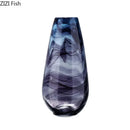 Axyaa Blue Ripple Glass Vase Hydroponic Flower Pots Home Decor Artificial Floral Arrangement