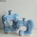 Axyaa Apple Ceramic Vase Retro Plant Pot Table Decor Aesthetic Floral Room Decoration