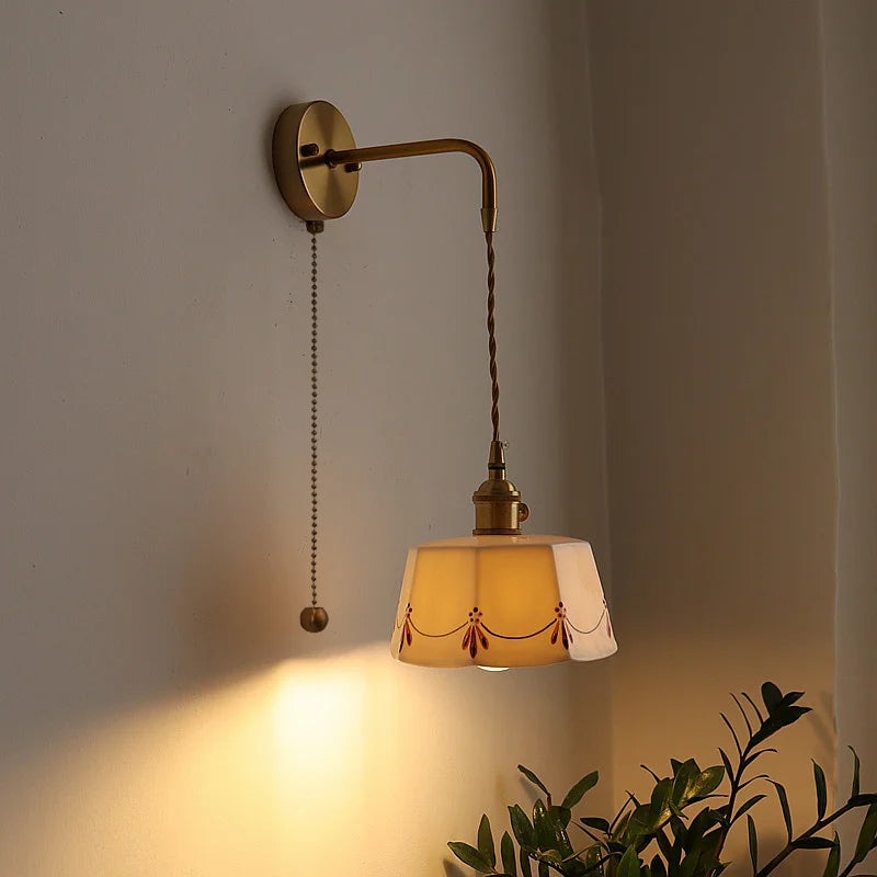 Axyaa Ceramic Copper LED Wall Sconce for Modern Living Room Bedroom Bar Mirror Light