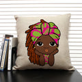 Axyaa Cute Cartoon Girl Pillow Case Africa Baby Cushion Cover Home Decor Linen Pillowcase