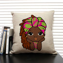 Axyaa Cute Cartoon Girl Pillow Case Africa Baby Cushion Cover Home Decor Linen Pillowcase