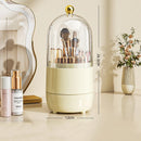 Axyaa 360 Rotating Clear Makeup Brush Holder with Lid and Dustproof Organizer