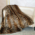 Axyaa Leopard Print Faux Fur Blanket - Luxury Thick Plush Winter Throw Blanket