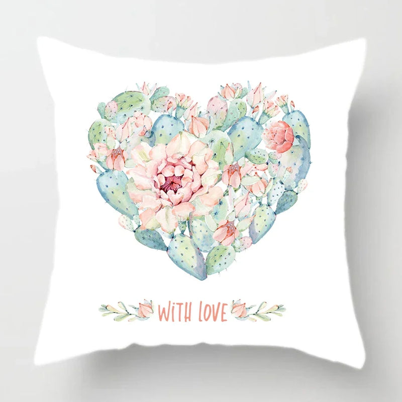 Axyaa Watercolor Cactus Flower Pillow Case 45x45cm