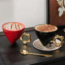 Axyaa Plum Triangle Ceramic Cone Cup - Stylish Coffee Mug for Home Decor