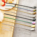 Axyaa Stainless Steel Straw Spoon Set - Reusable Metal Straw & Spoon for Smoothie Drinking