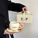 Axyaa Ceramic Latte Cup & Plate Set, Hand-painted Design for Afternoon Tea
