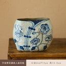 Axyaa Blue & White Underglaze Hand-Painted Rough Pottery Vintage Vase