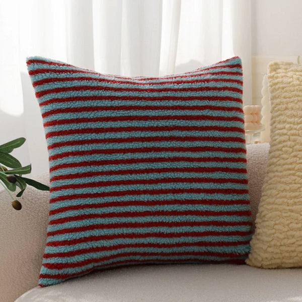 Axyaa Soft Plush Stripe Cushion Cover for Elegant Living Room Decor