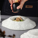 Axyaa Solid Color Rock Texture Ceramic Dessert Soup Salad Plate Set