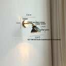 Axyaa Modern White Glass Copper Wall Sconce, Pull Chain Switch Stair Light