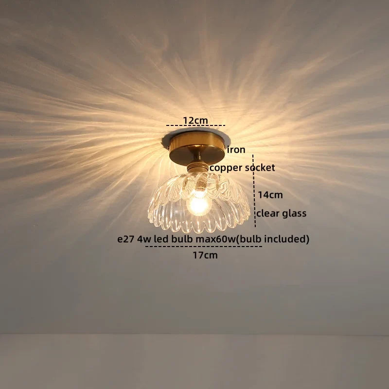 Axyaa Copper Glass LED Ceiling Light for Home Decor - Nordic Style Fixtures