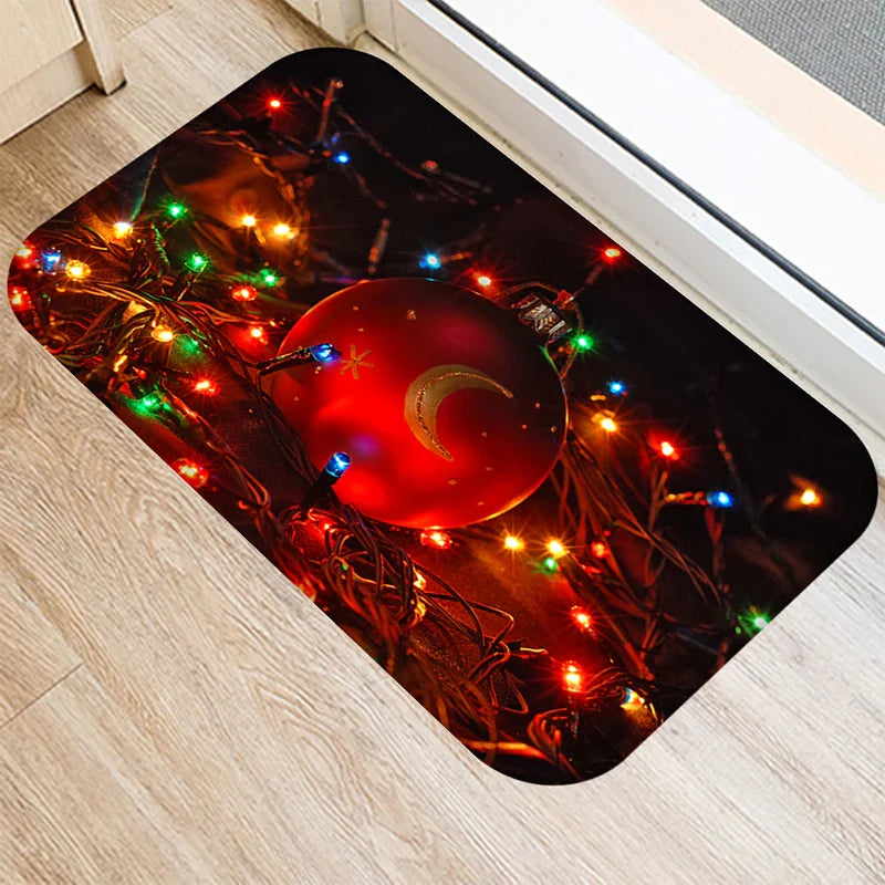 Axyaa Christmas Balls Tree Printed Door Mat Non-Slip Floor Carpet)((((