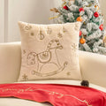Axyaa Christmas Embroidered Beige Pillowcase 45x45cm Plush Winter Sofa Decor