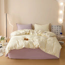 Axyaa Solid Color Shell Bedding Set - Embroidered Student Dorm Four Piece Suit