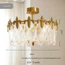 Axyaa Retro Leaf Glass Ceiling Chandelier - Luxurious Full Copper Light for Bedroom, Living Room, Dining Room