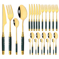 Axyaa Green Gold Stainless Steel Cutlery Set Dinnerware Flatware Silverware