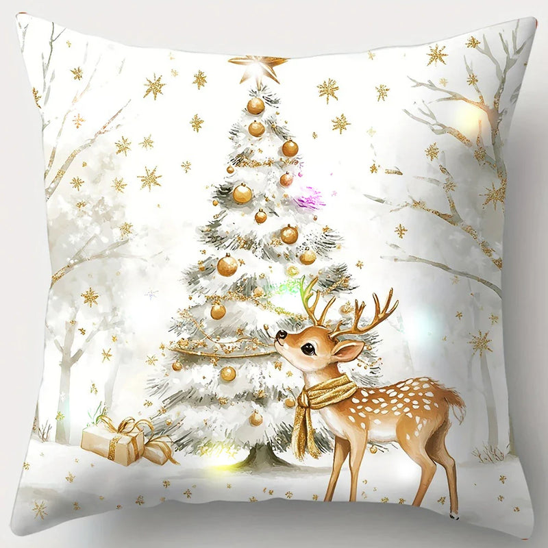 Axyaa Christmas LED Luminous Pillowcase with Snowman Santa Reindeer Pattern