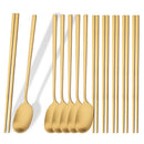 Axyaa 12Pcs Luxury Korean Stainless Steel Tableware Set