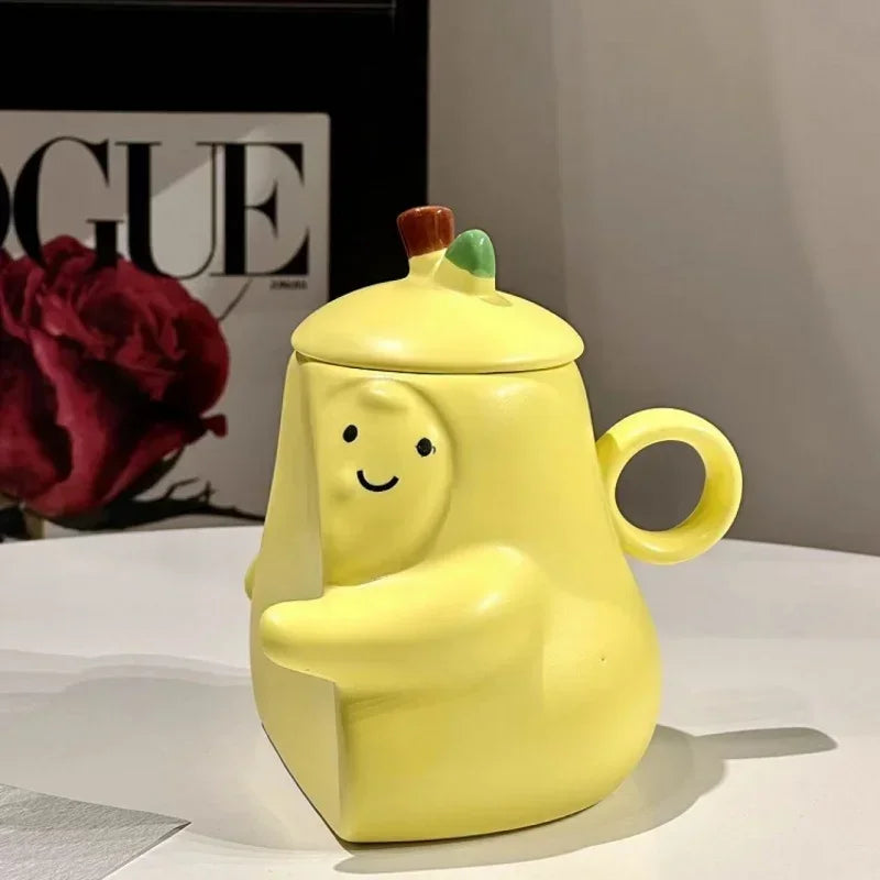 Axyaa Ceramic Couples Pear Mugs - Hugging Pear Milk Cups