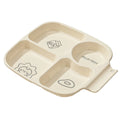 Axyaa 4-Grid Square Plastic Dinner Plate for Kids & Students, Reusable & Dishwasher Safe